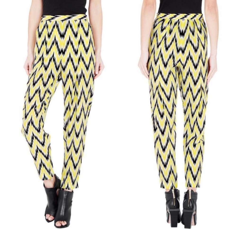 Sass & Bide Yellow Black Ikat Silk Politic Pants